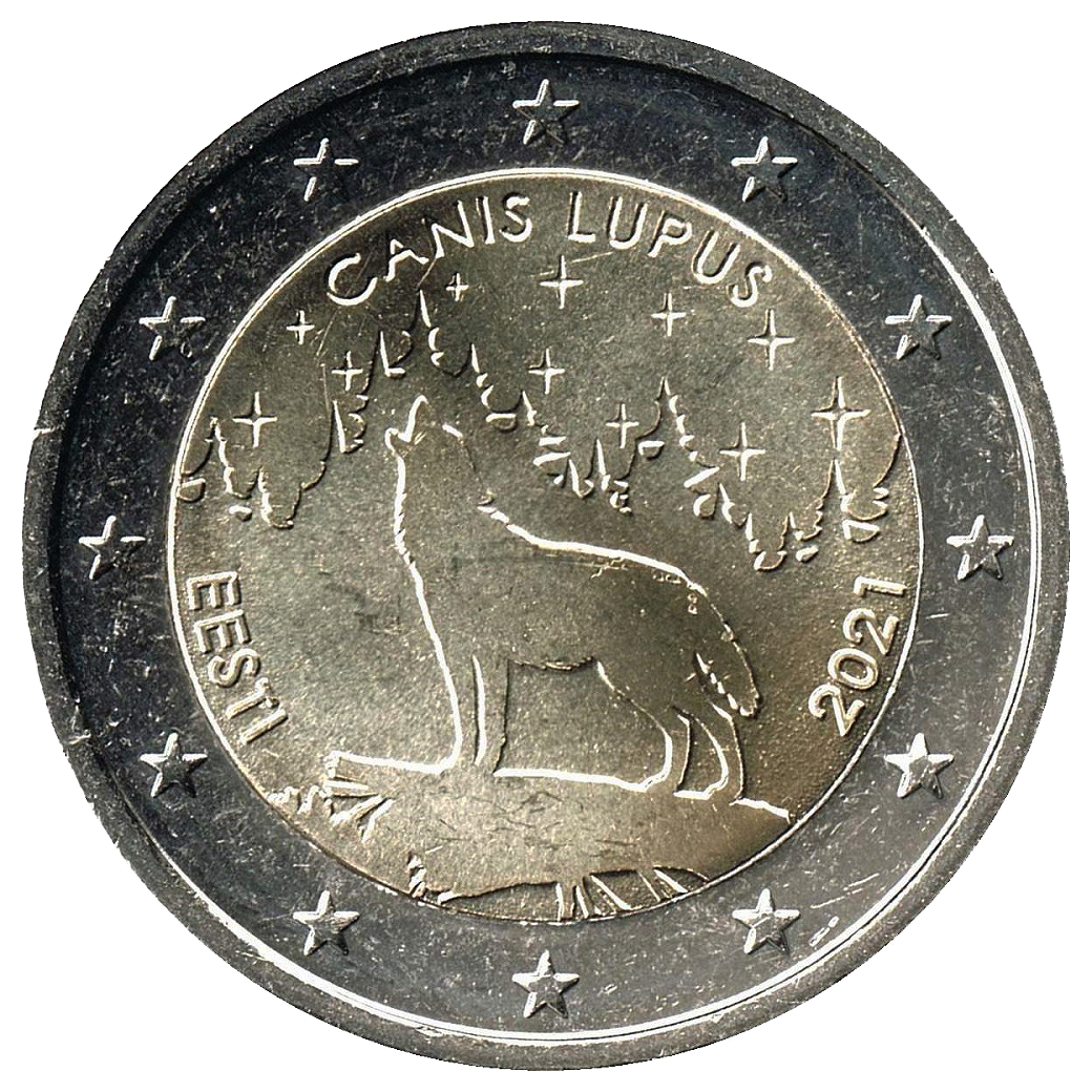 2 euros conmemorativa El Lobo, animal nacional de Estonia